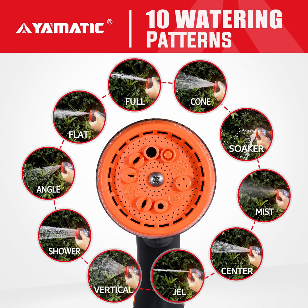 YAMATIC top view of spray-pattern dial displaying 10 options for task versatility
