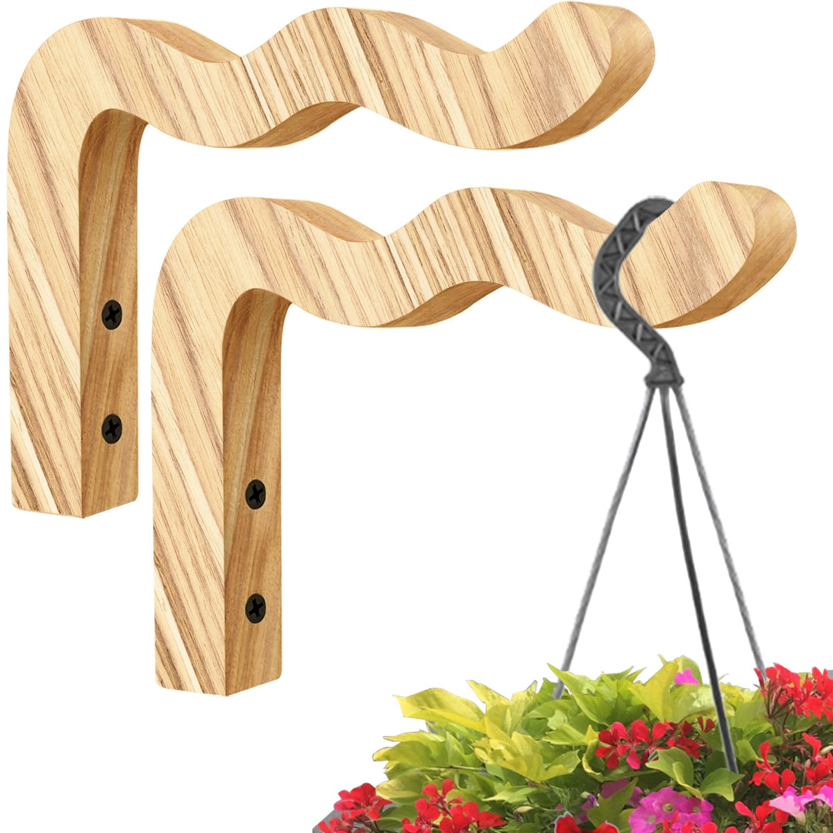 Yaostepqi front view of wooden wave hanger showing clean grain and shape for natural decor