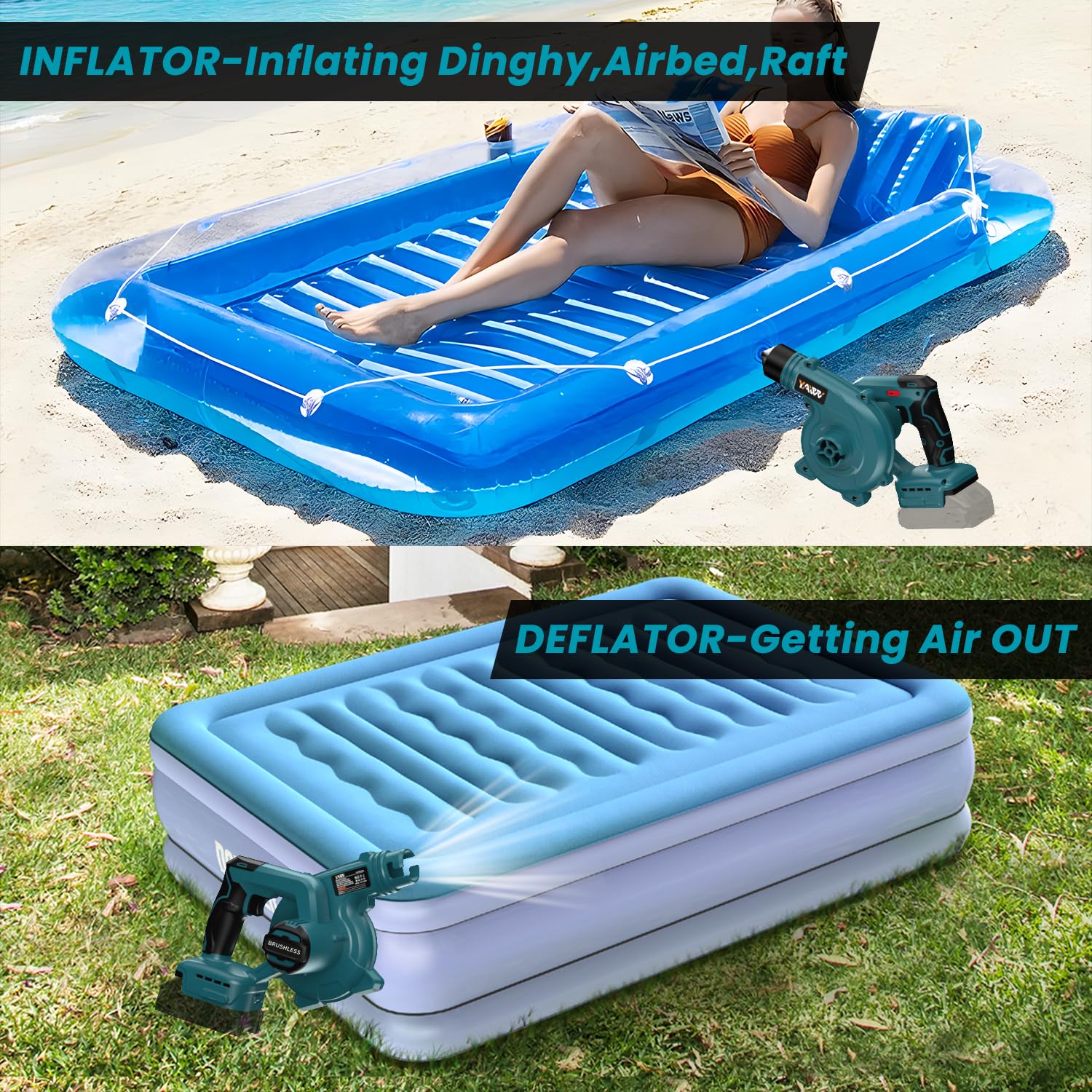 YAWV dust bag and large nozzle detail for efficient debris collection