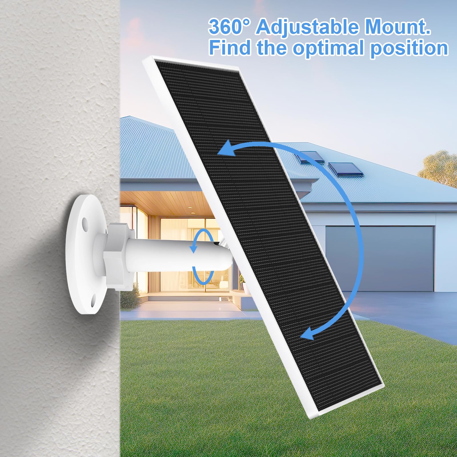 YCTechCam solar panel beside an Eufy camera in yard showing real-world installation benefit
