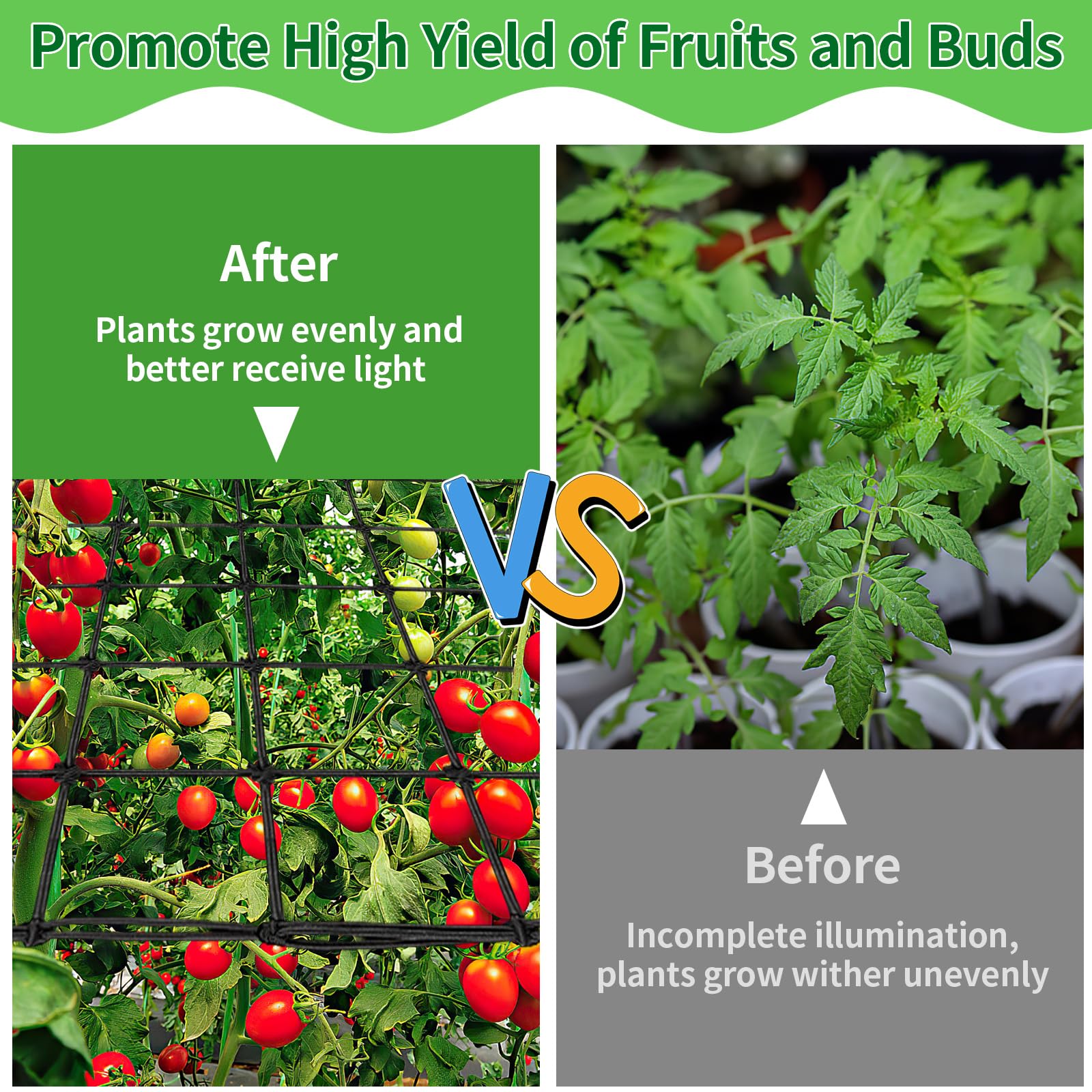 yeestone net supporting heavy tomato vines and improving branch stability