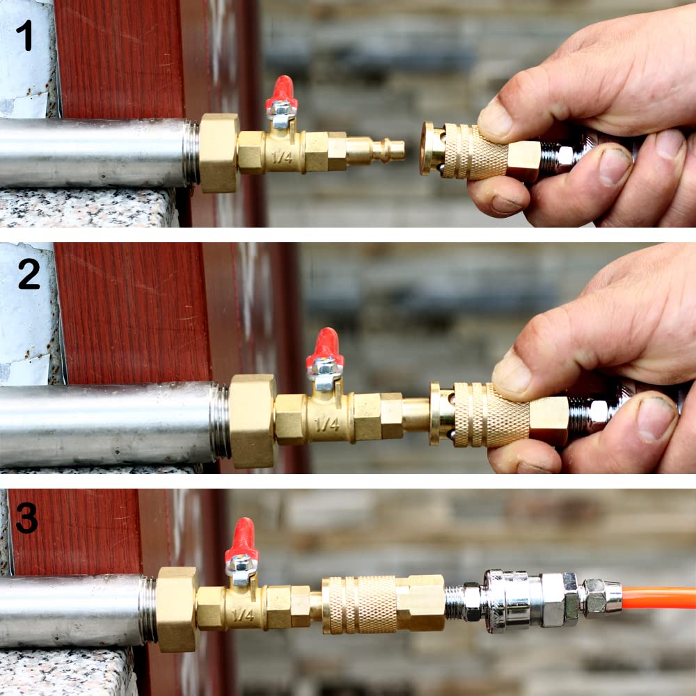 YELUN adapter connected to RV spigot showing easy winterizing of RV water lines