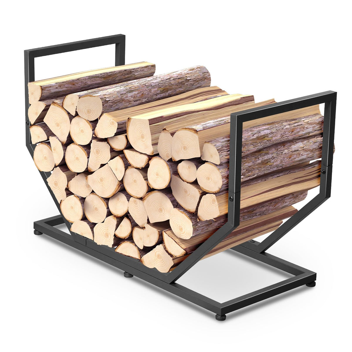YENGOTH front view firewood rack neatly stores logs for easy access