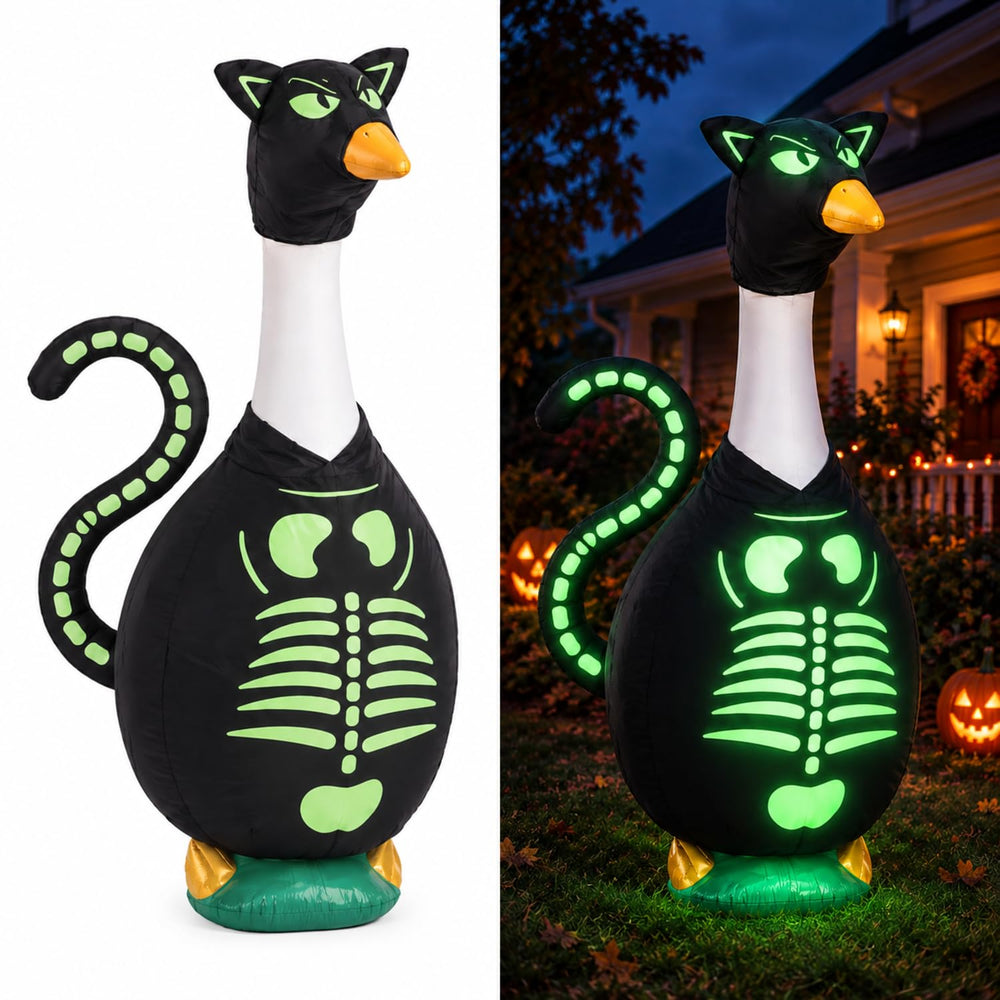 Yeyeplum black cat outfit front view showing full costume and festive curb appeal
