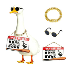 YFFSQXH front view of full porch goose outfit showing all pieces and packaging, adds instant curb appeal