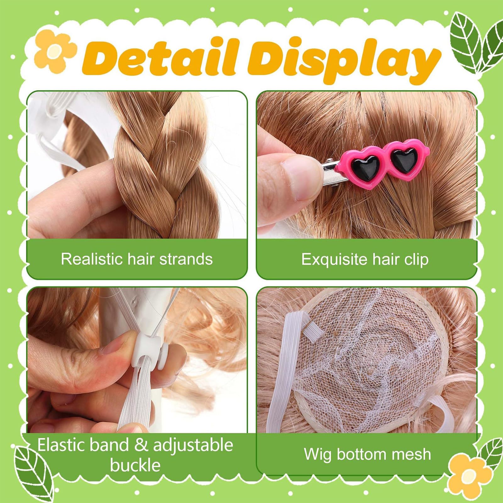 YFFSQXH half-up braid style angled view showing adjustable band and tidy styling benefit