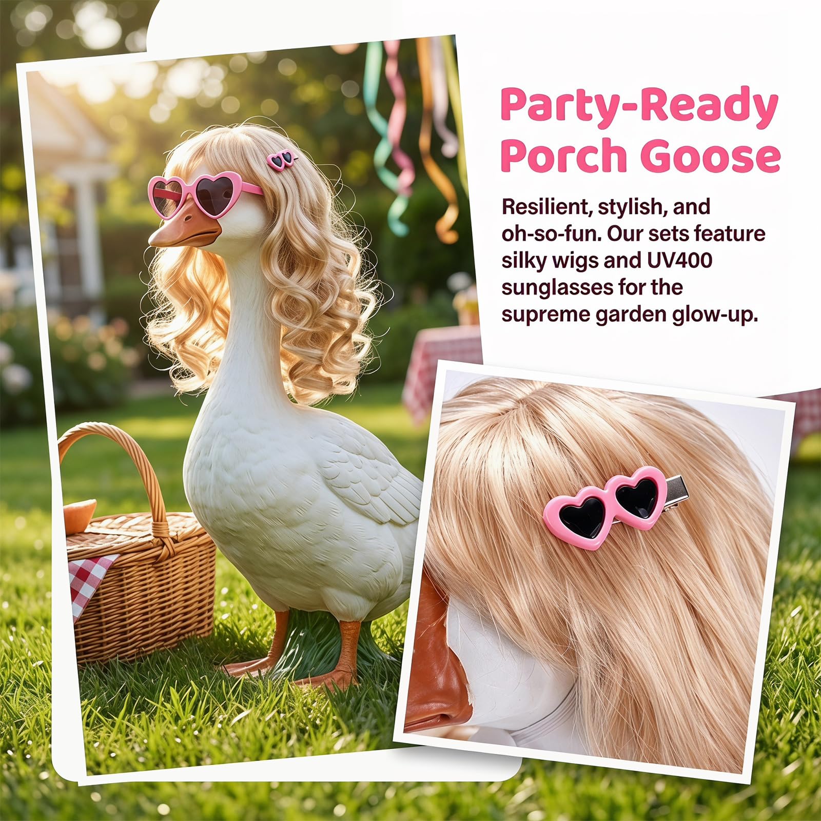 YFFSQXH heart sunglasses and hair clip set arranged to show matching accessories and flair