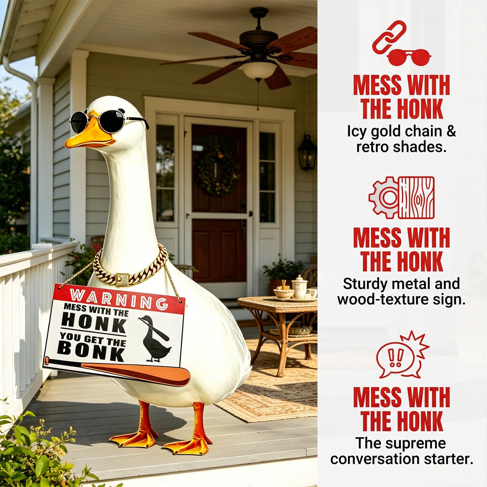 YFFSQXH printed warning sign front view with "Mess with the Honk" art, weatherproof and bold
