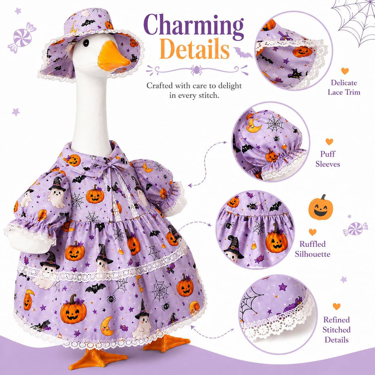 YIGETREE wide-brim hat on goose accentuating whimsical silhouette benefit