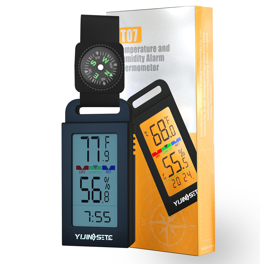 YIJINGSETC front display showing time temperature humidity for quick readings