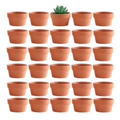 Yishang front view of 30 terracotta pots showing compact set and ready-to-use benefit