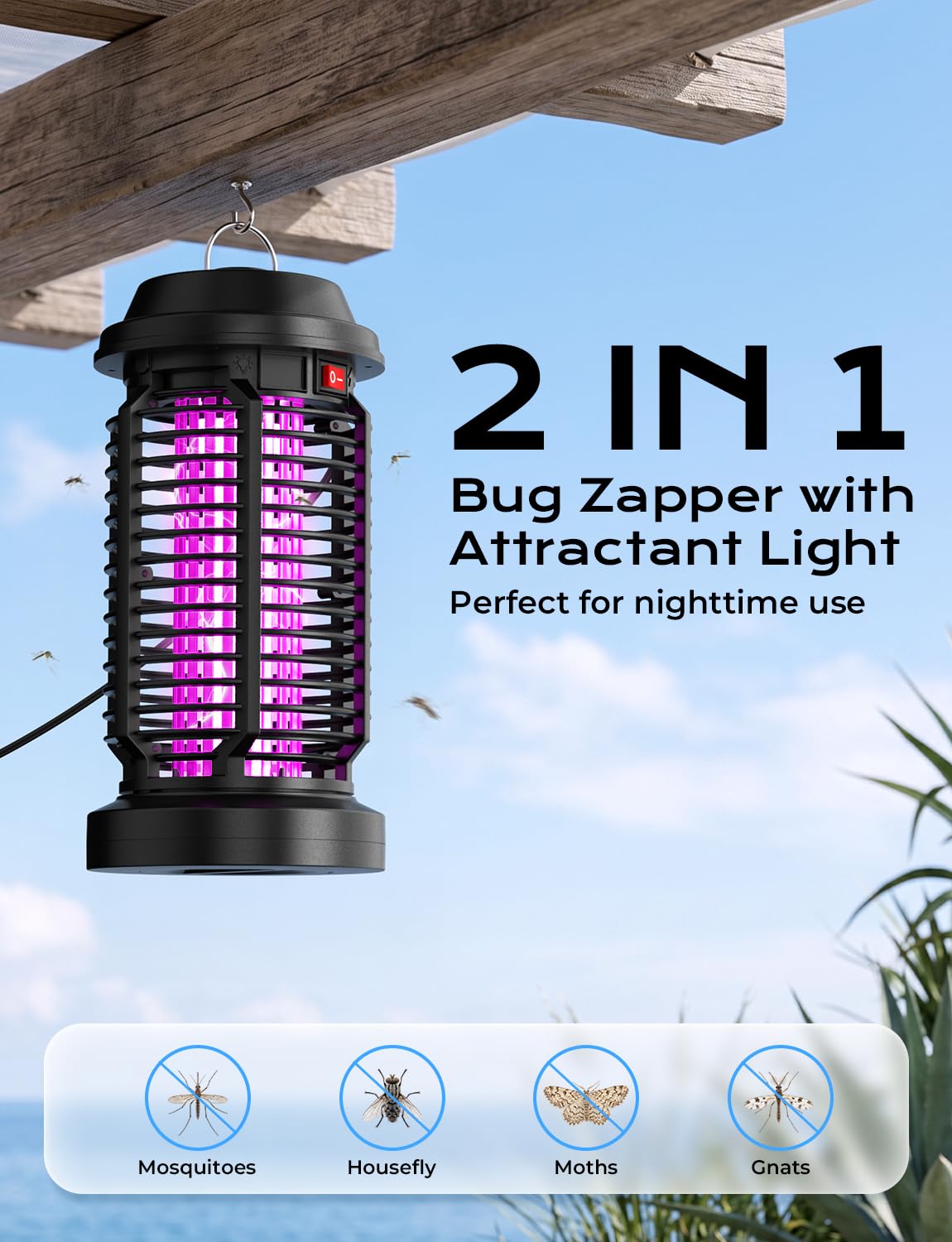 YISSVIC close-up of 395nm attractant bulb highlighting strong insect lure