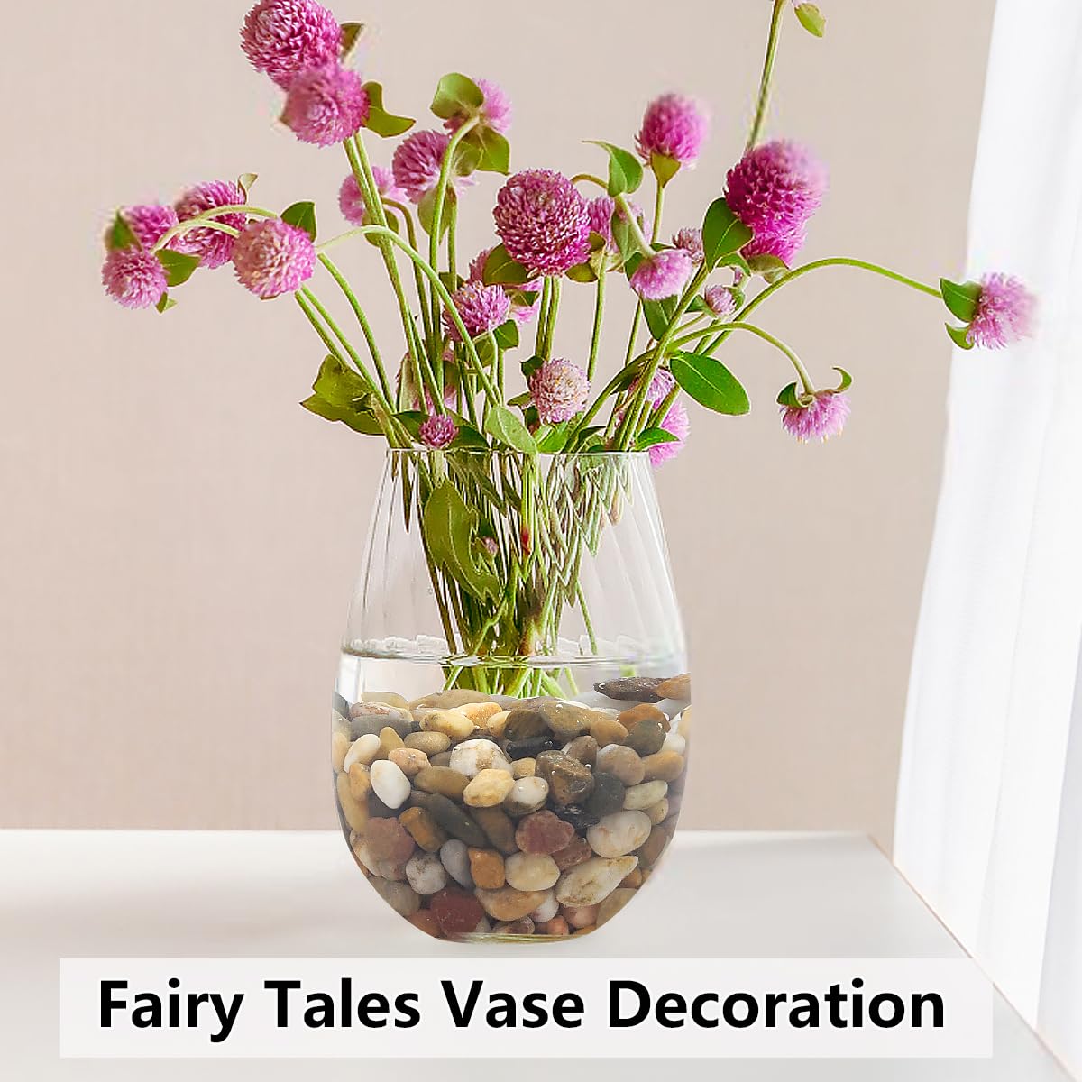 YISZM pebbles arranged in a decorative vase for tidy aesthetic display