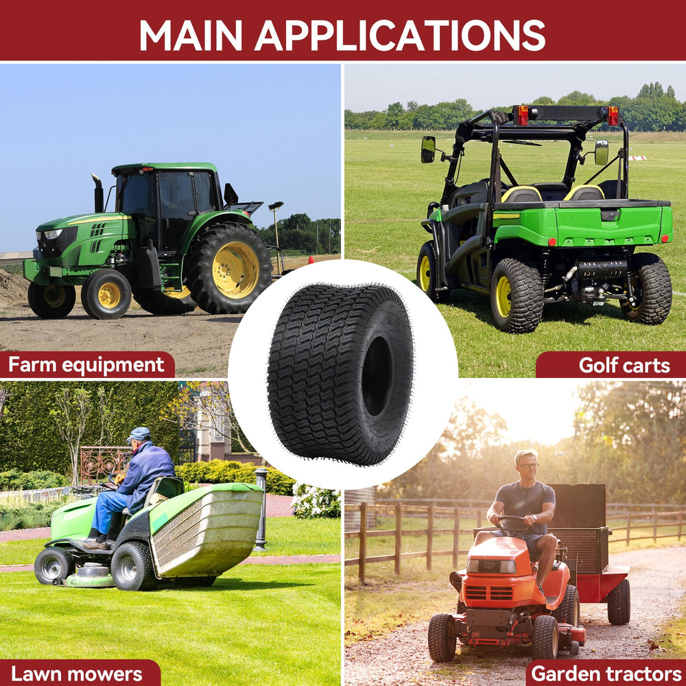 YITAMOTOR tire on mower in yard showing quiet, clean-cut mowing performance