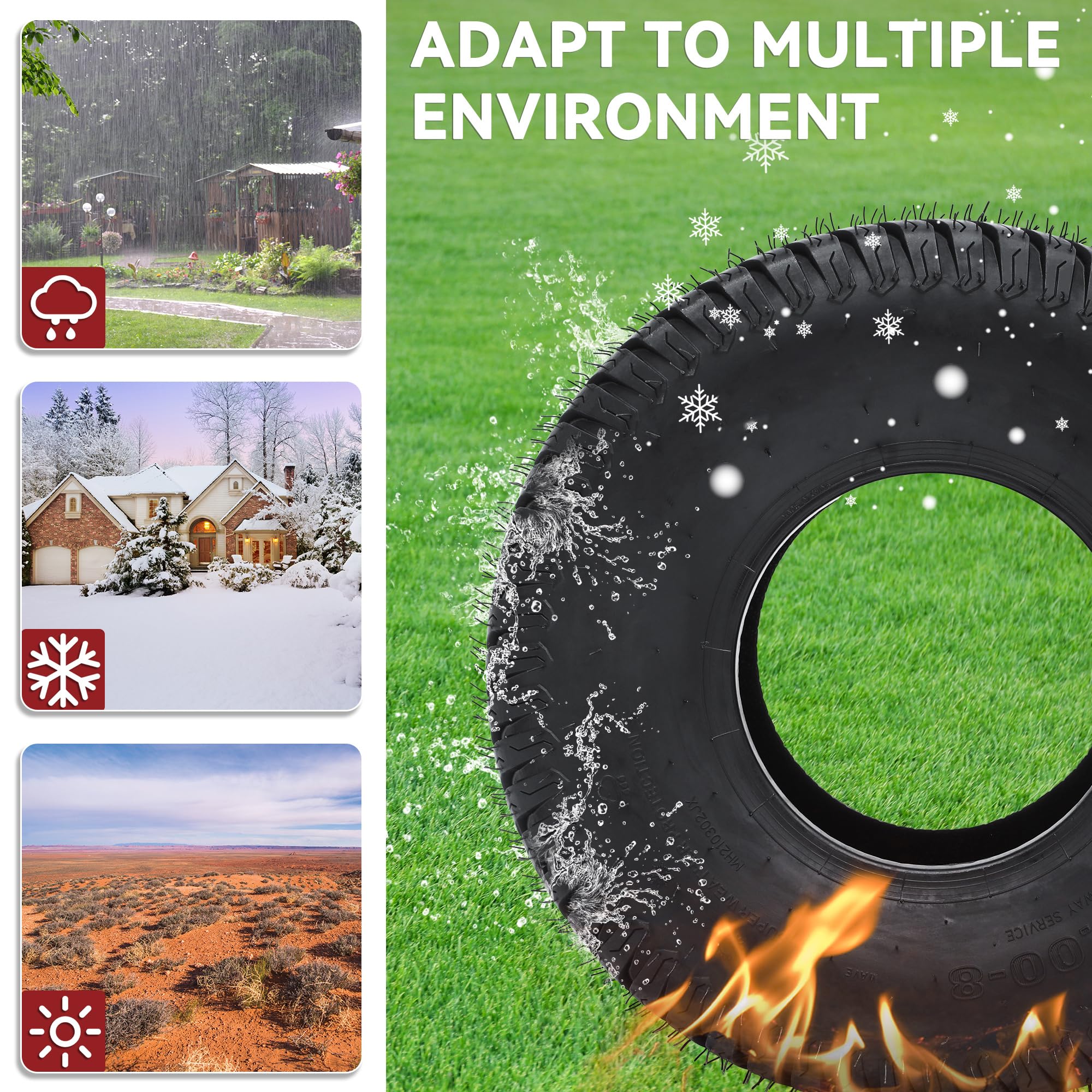 YITAMOTOR tire mounted on a riding mower demonstrating fit and stability