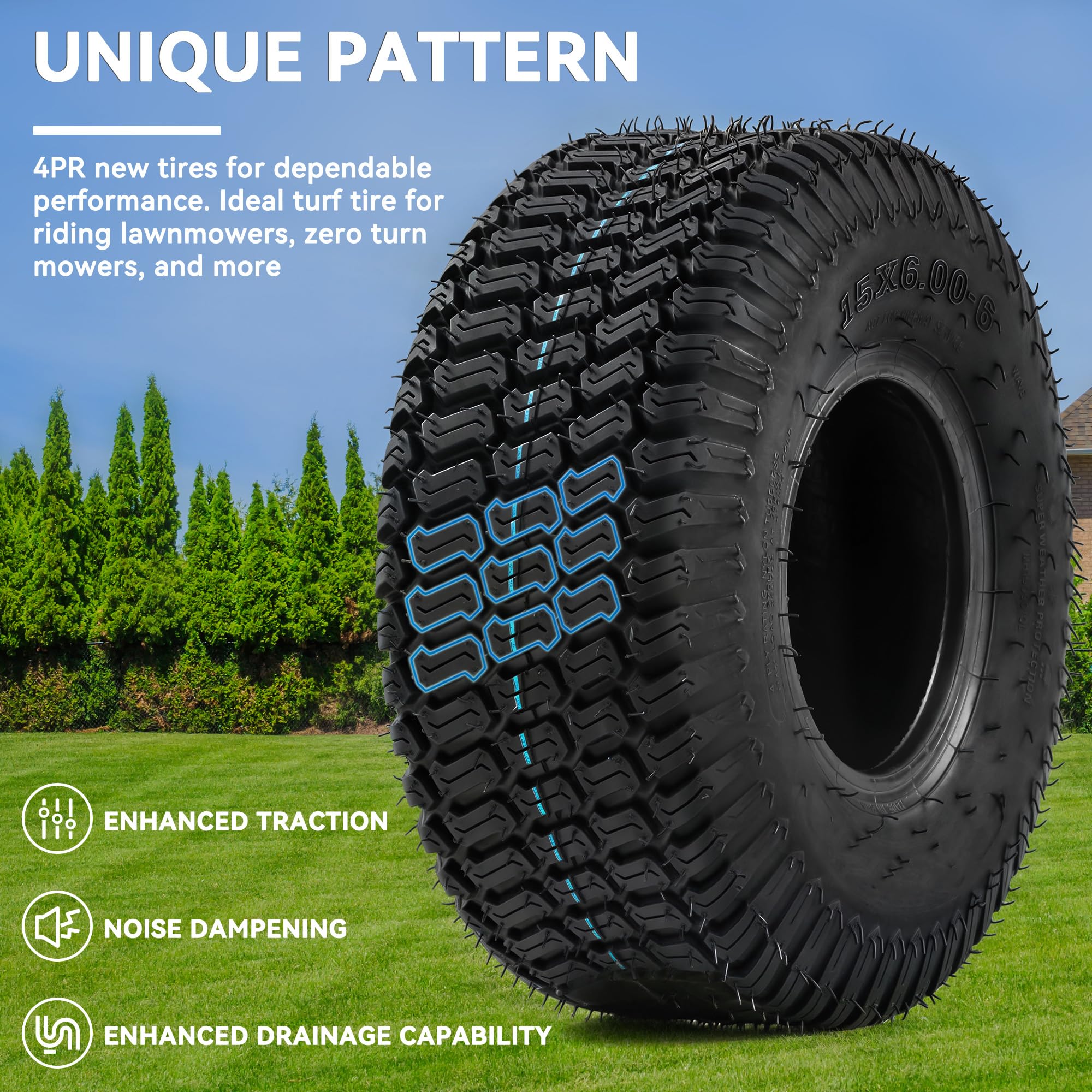 YITAMOTOR tread close-up showing pattern for turf protection