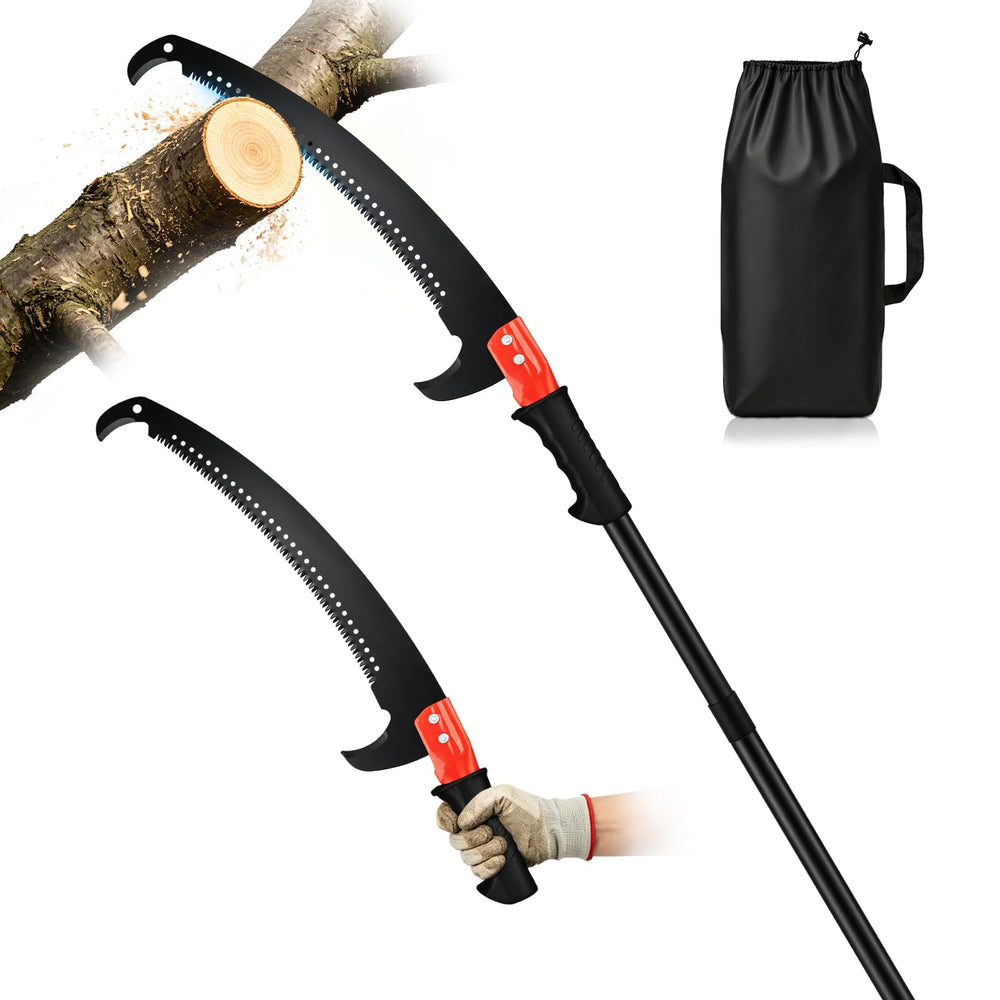 YIYSENIL front view showing full pole saw and benefits of reach