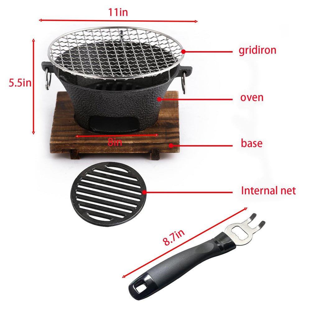 YJTAN top view of mesh grate and charcoal basket showing easy removal for cleaning