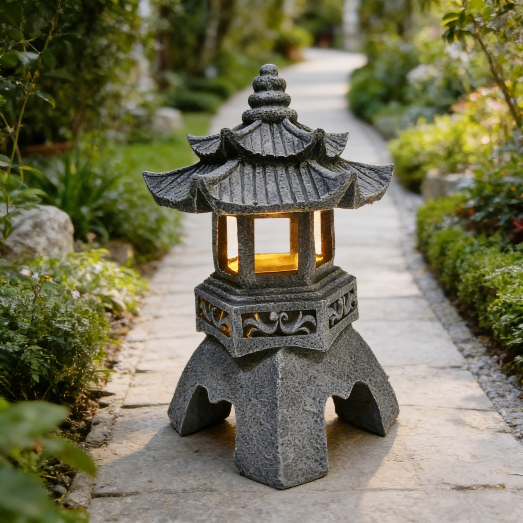 YLSMILE pagoda front view showing design and warm glow