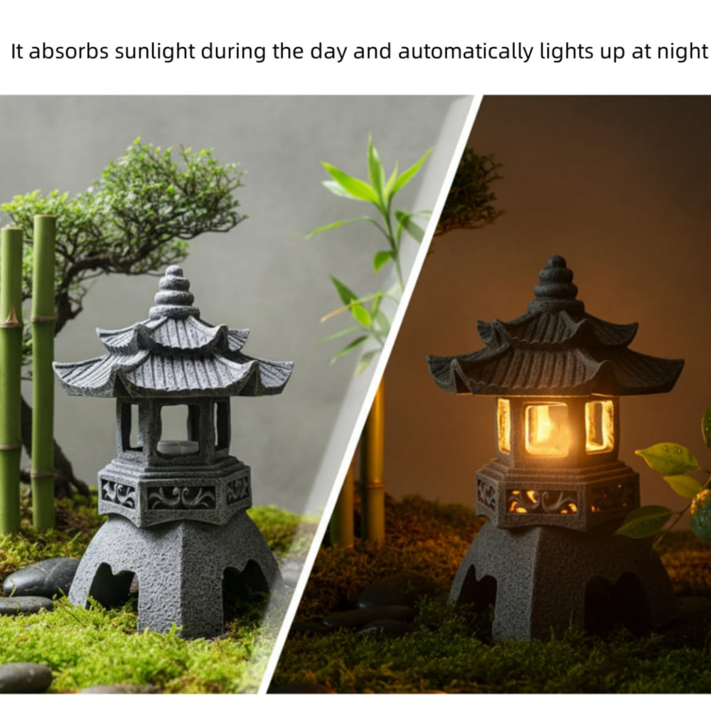 YLSMILE pagoda lit at night creating peaceful garden atmosphere