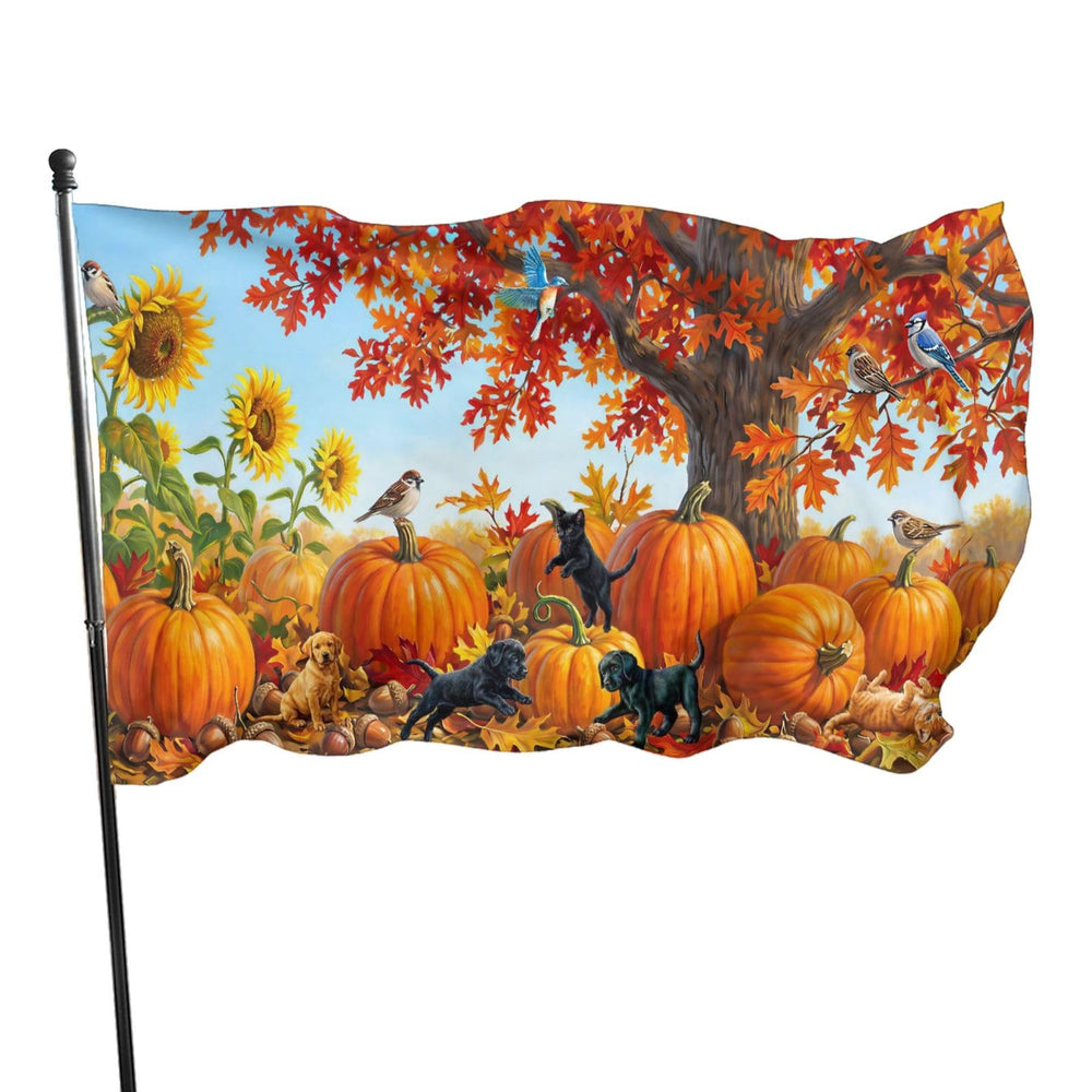 Yomko Happy Fall Flag front view showing vibrant autumn design and curb appeal