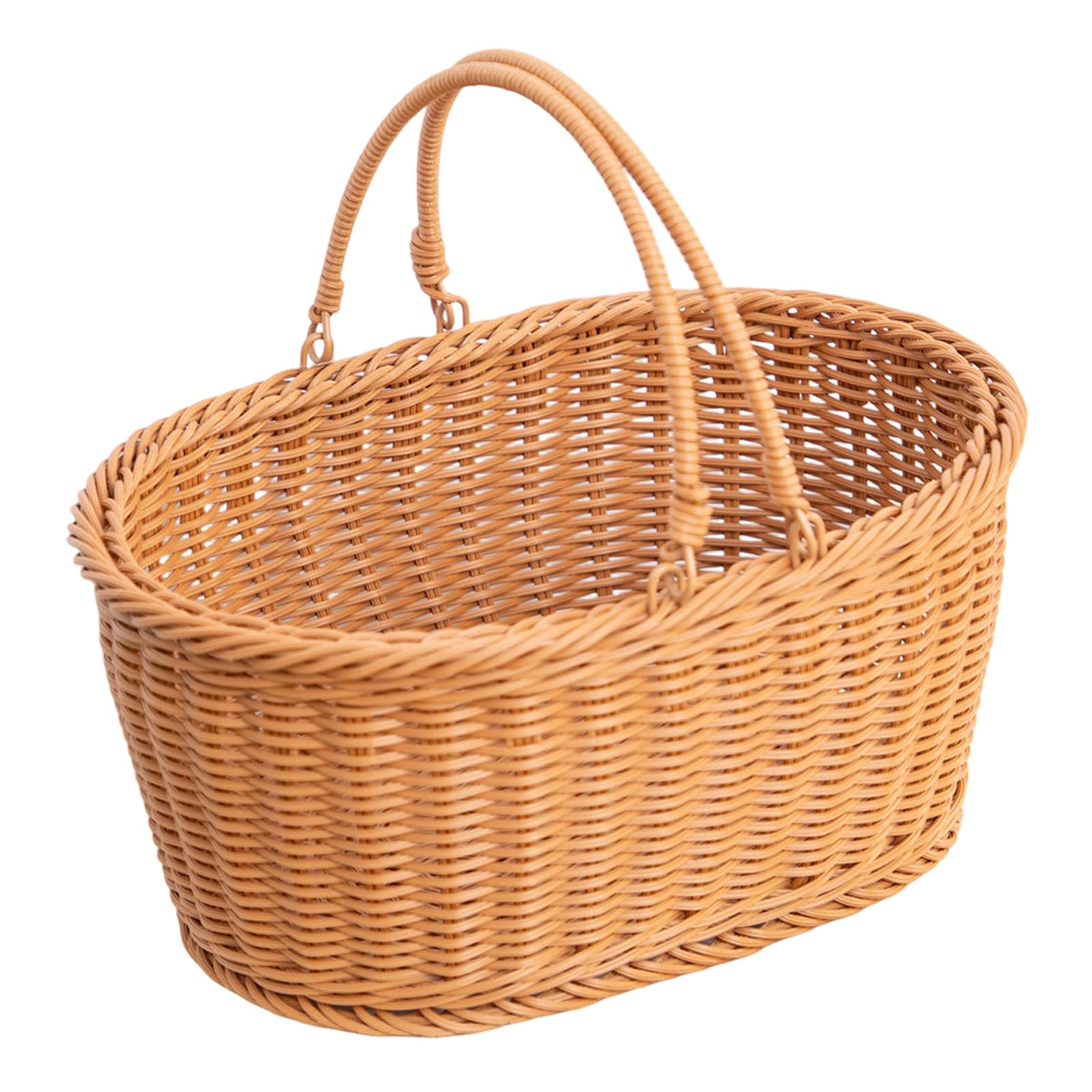 YRMTKIHE front view of woven picnic basket showing rustic charm and functionality
