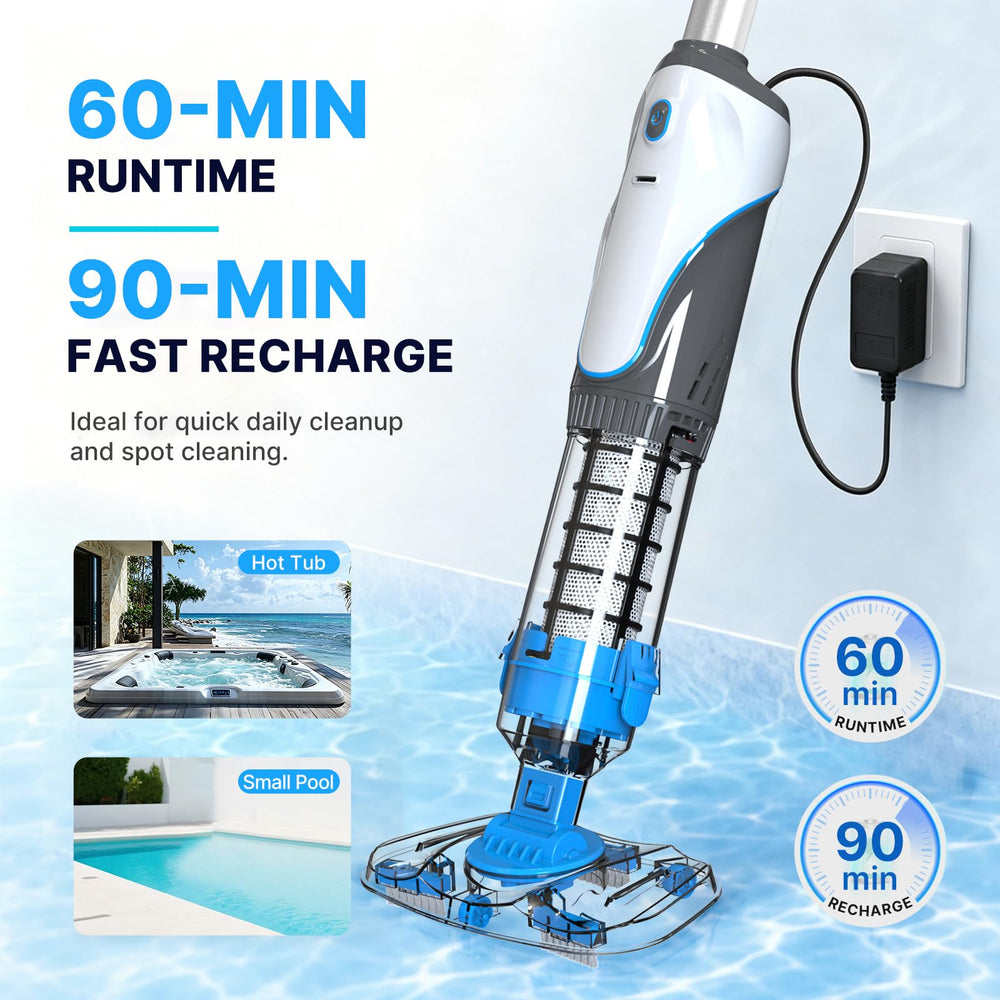 YSMJ telescopic pole fully extended to show reach and scale for deeper pools