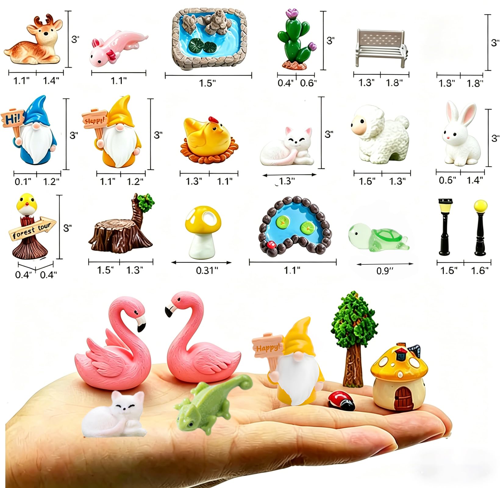 YSUNZIA miniatures arranged in a terrarium illustrating easy scene-building benefit
