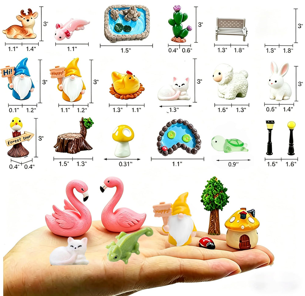 YSUNZIA miniatures arranged in a terrarium illustrating easy scene-building benefit