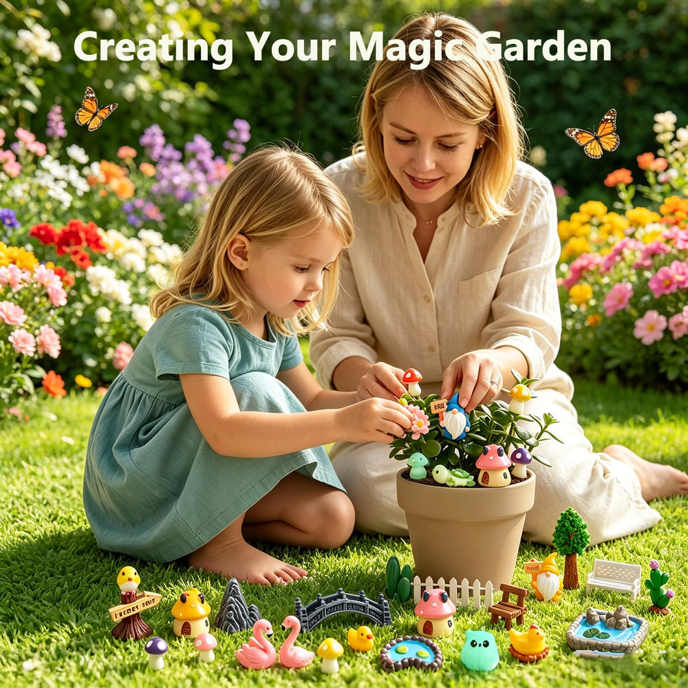 YSUNZIA miniatures in outdoor planter demonstrating weather-resistant charm year-round
