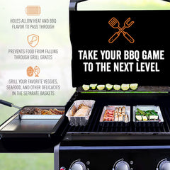 Yukon Glory clip-on handle attached to basket for safe lifting and serving from the grill