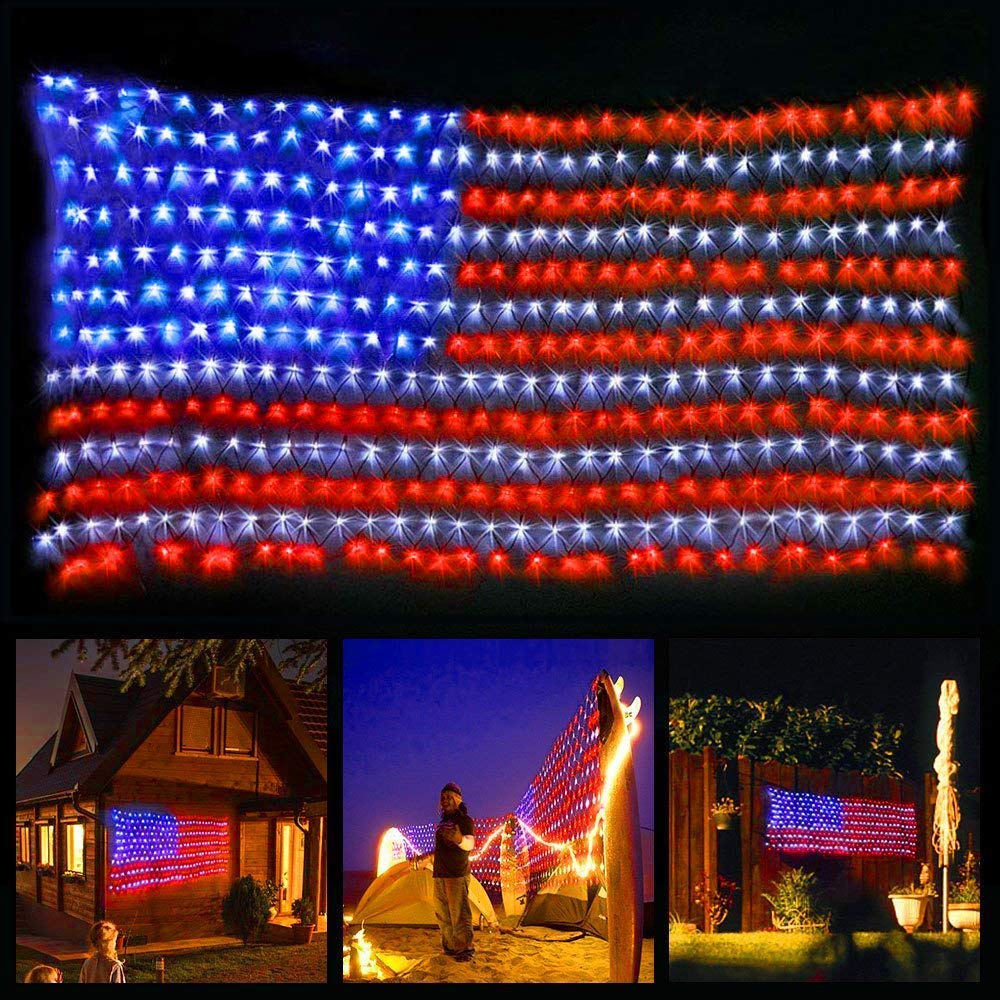 YULIANG front view of LED flag net showing full patriotic design and strong visibility