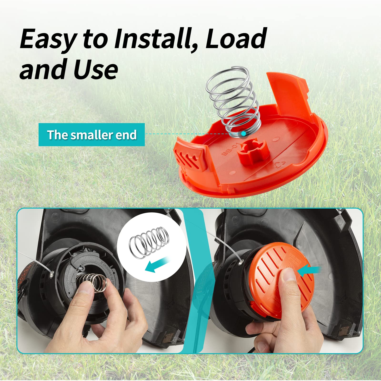 YWTESCH cap installed on Black+Decker trimmer demonstrating restored function
