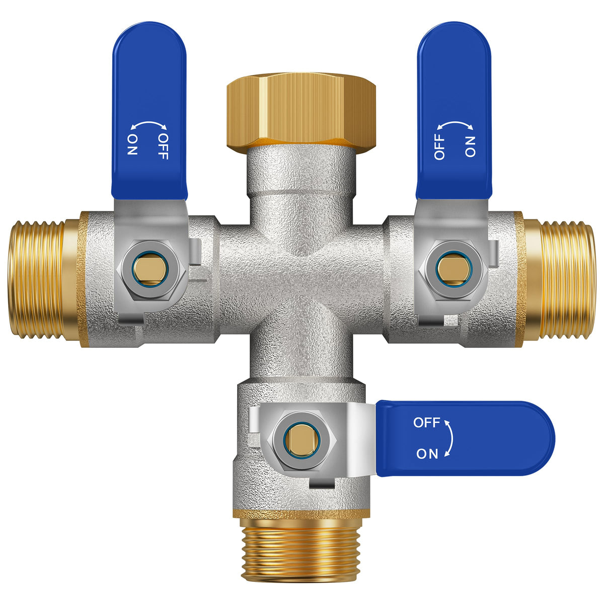 ZaakWang front view of brass splitter showing sturdy construction and easy hookup