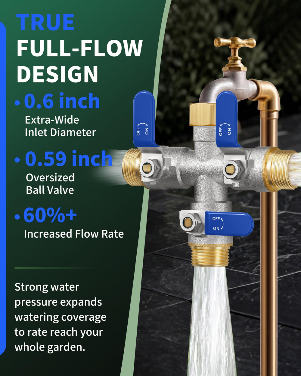 ZaakWang installed with three hoses showing simultaneous watering convenience