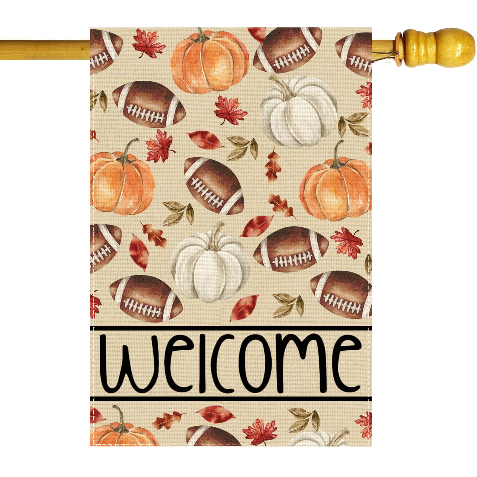 ZAEW flag front view showing football pumpkin design and curb appeal