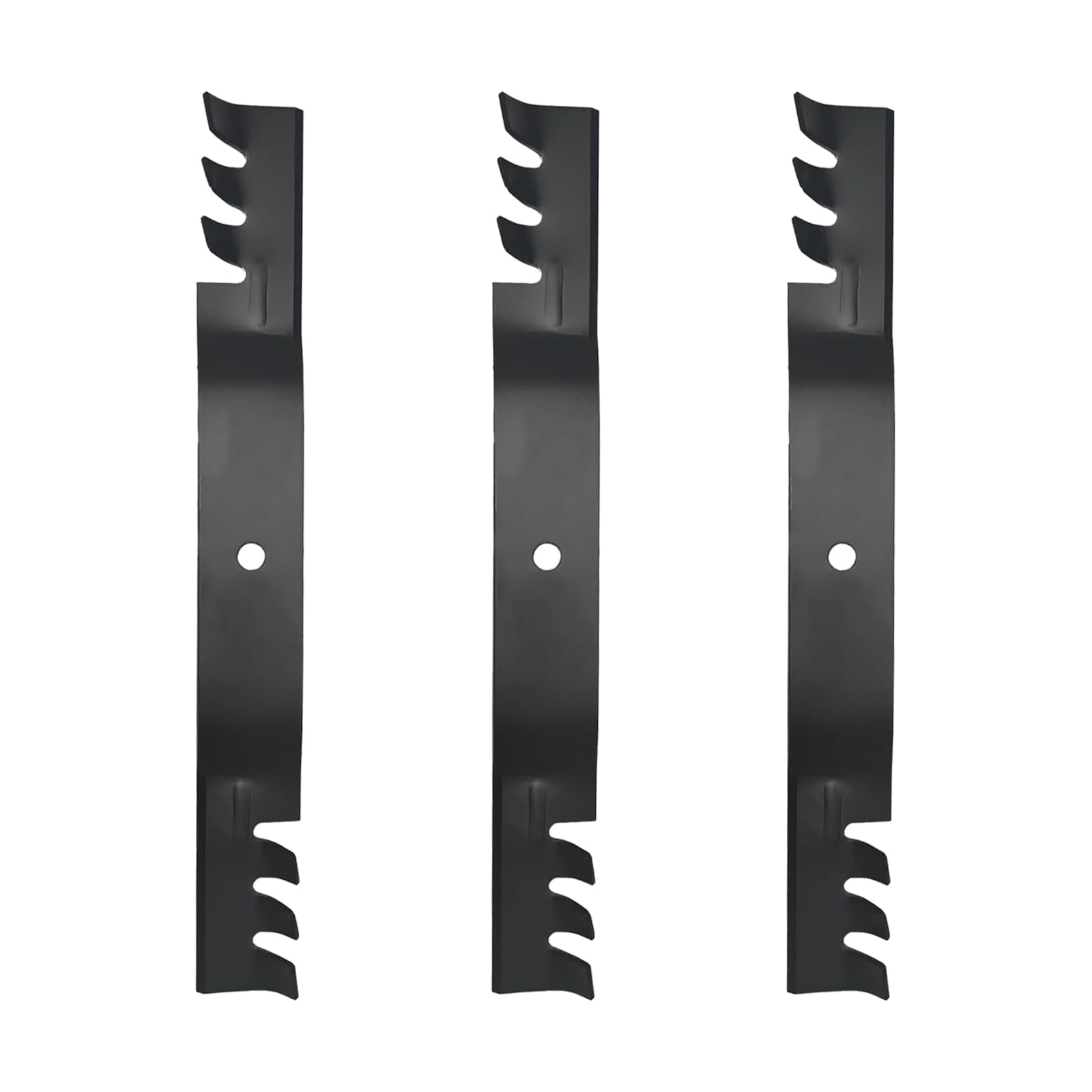 ZALANA blade front view showing toothed edge and robust steel for improved mulching