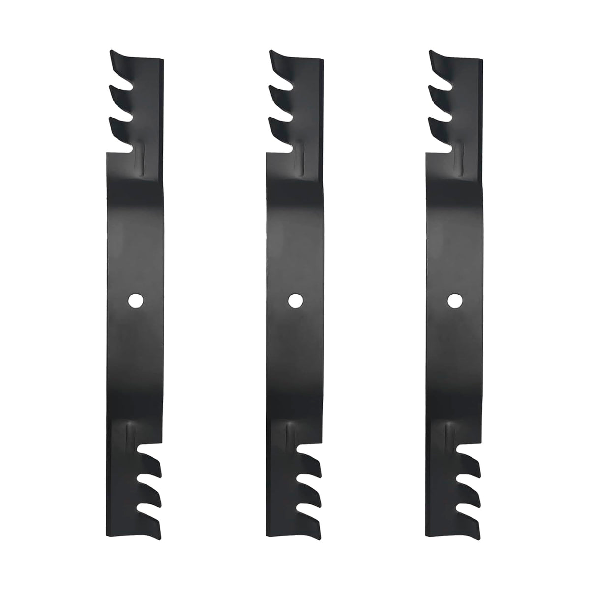 ZALANA blade front view showing toothed edge and robust steel for improved mulching