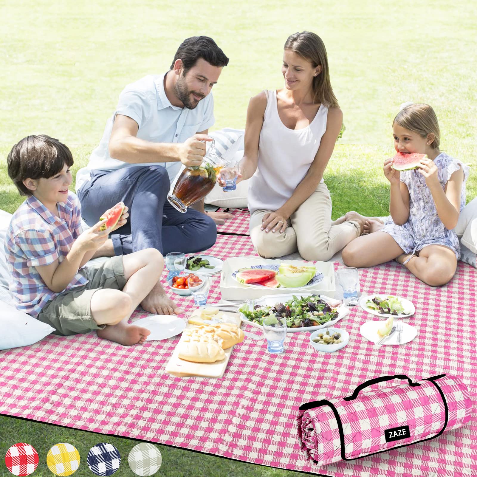 ZAZE front view folded blanket showing compact carry convenience