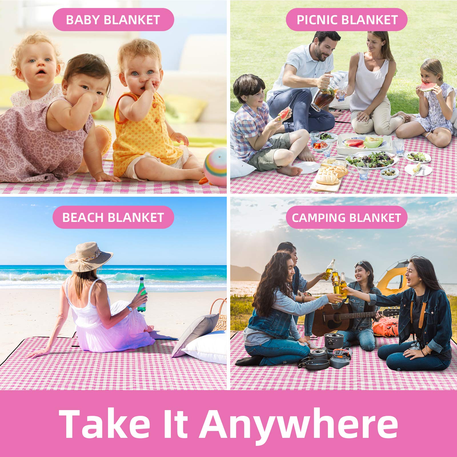 ZAZE family picnic on blanket showing large space and outdoor use