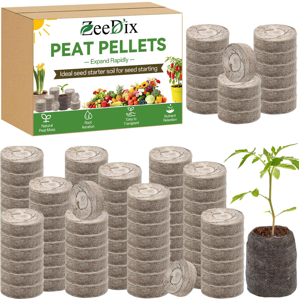 ZeeDix front packaging showing 100 peat pellets and product benefits