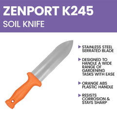 Detail of Zenport K245 high-visibility orange handle offering secure non-slip grip
