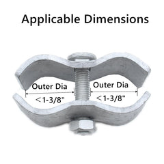 Zentriqlla clamp mounted on 1-3/8-inch round pipe demonstrating secure pipe connection