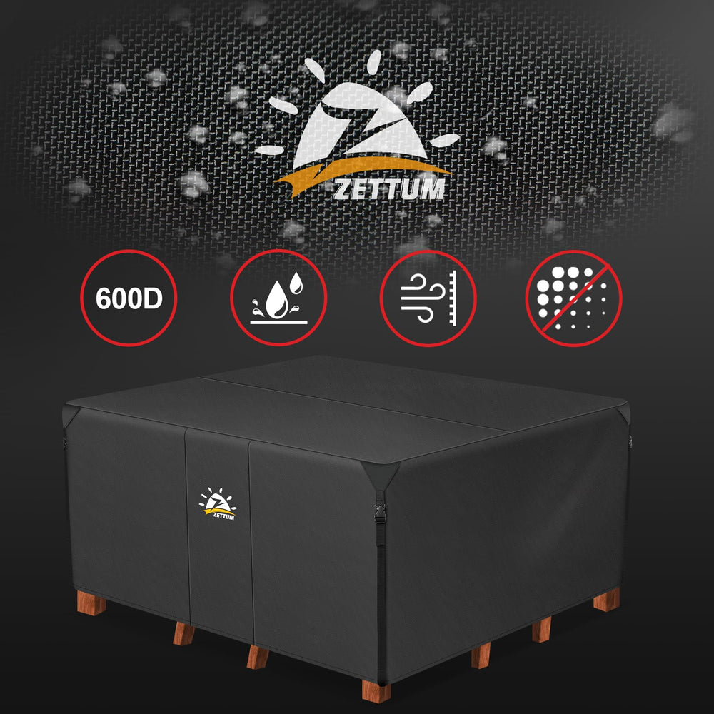 Zettum coverage showing scale over table and chairs for size confirmation