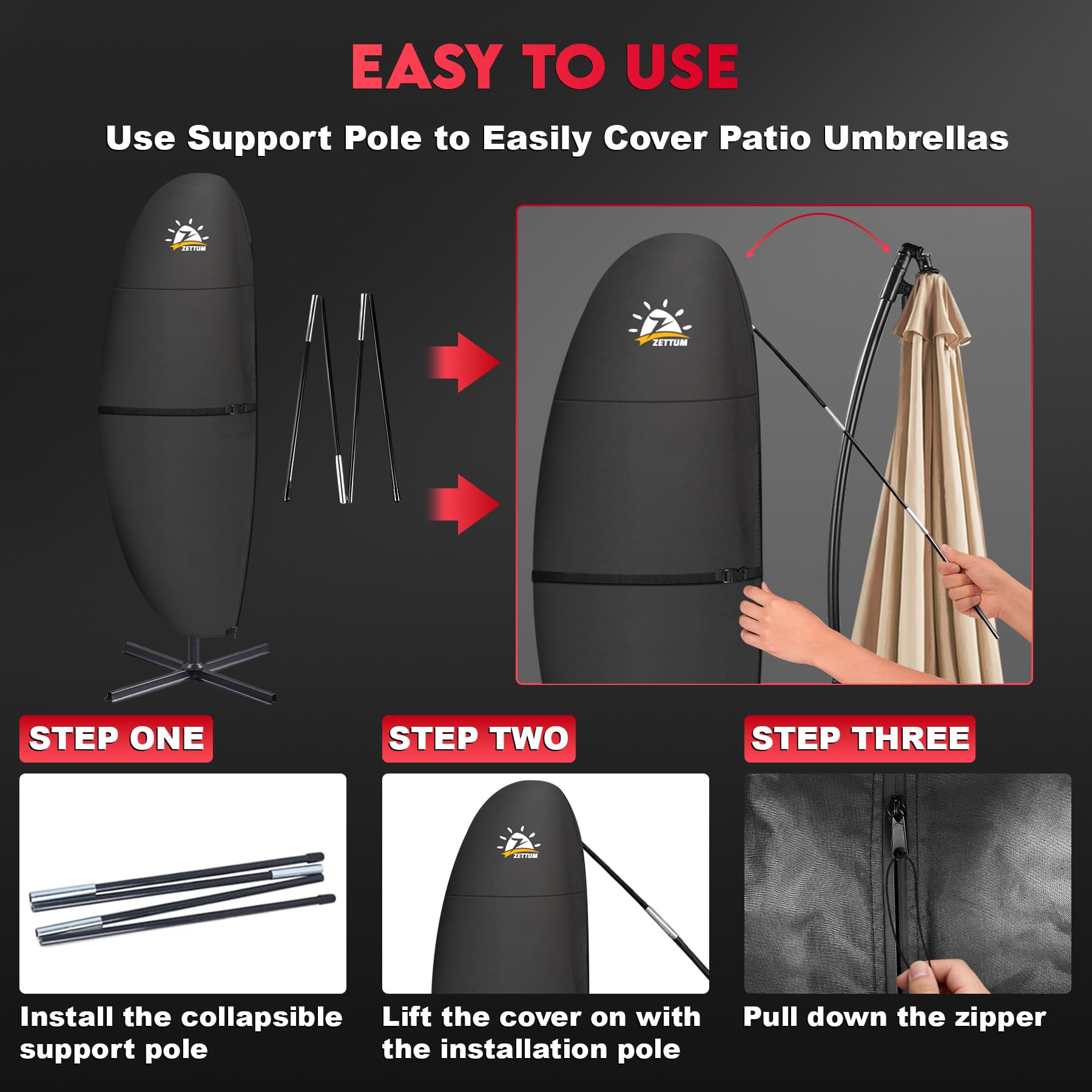 Zettum quick-release buckle detail ensuring windproof secure fit