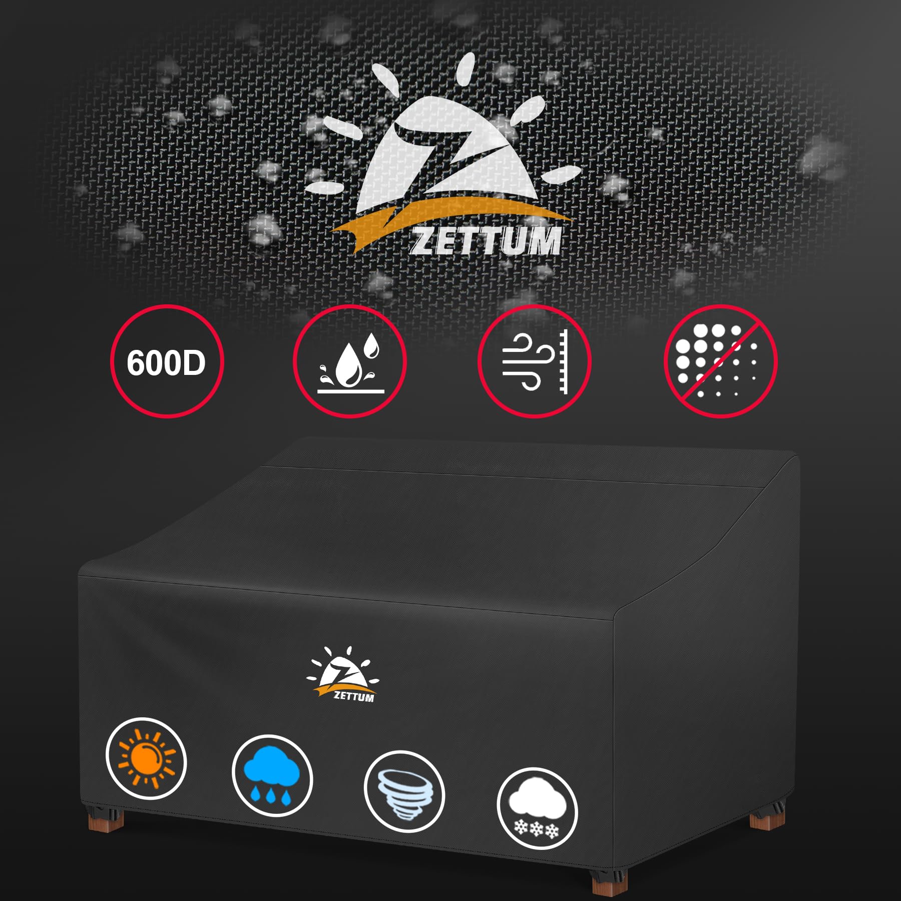 Zettum side profile fit on sofa, showing snug tailored coverage