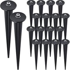 Zhengmy front view of 16 black metal stakes showing full kit and sturdiness