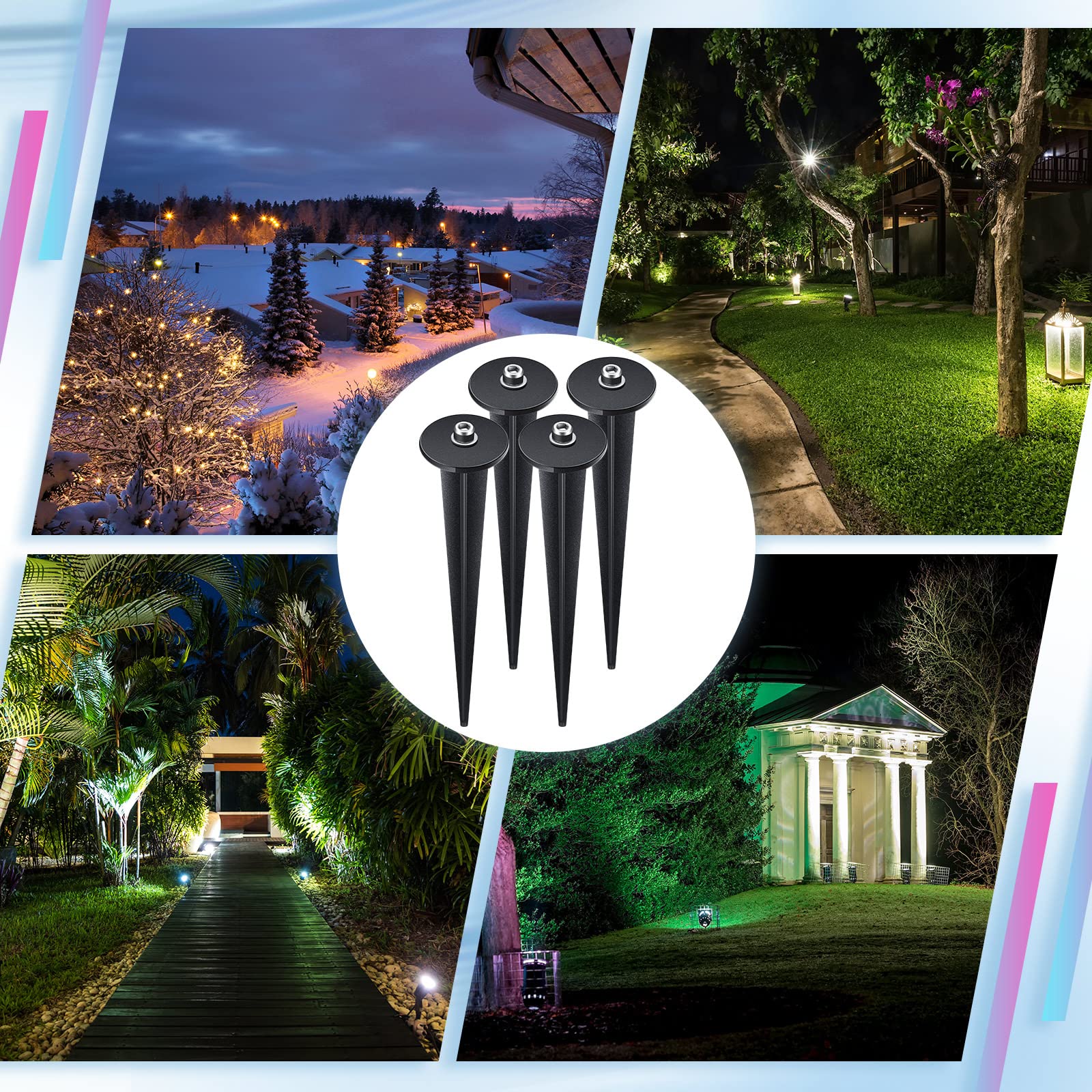 Zhengmy outdoor night scene with LED lights on stakes showing improved stability