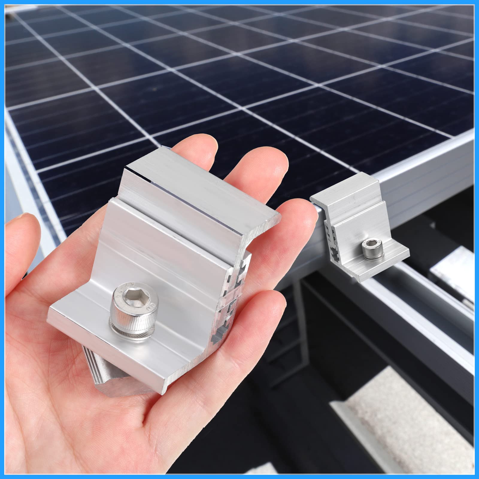 Zhengmy clamp gripping solar panel edge highlighting stable panel anchoring