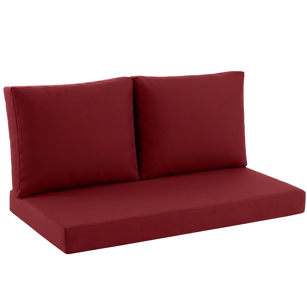 Zonamat front view burgundy loveseat cushions showing fit and color